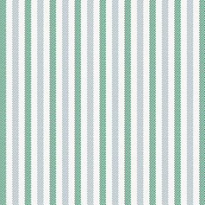 Narrow Green and Blue French Ticking Stripe