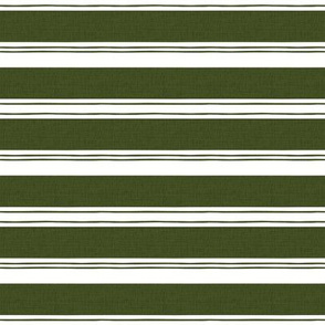 Green holiday stripes linen
