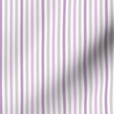 Narrow Tricolor Purple Gray French Ticking Stripe