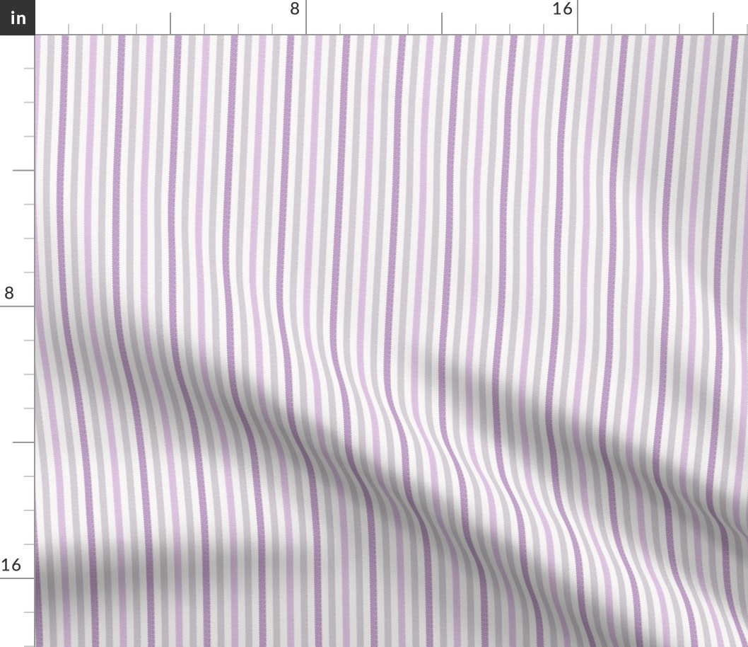Narrow Tricolor Purple Gray French Ticking Stripe