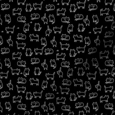 SMALL Cute kitty cats on black 