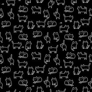 SMALL Cute kitty cats on black 