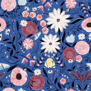 Night & Day Garden for Bee &  I Moth in Cobalt Blue and Berry