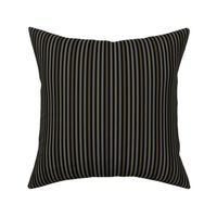 Narrow Tricolor Bronze and Gray French Ticking Stripe on Black