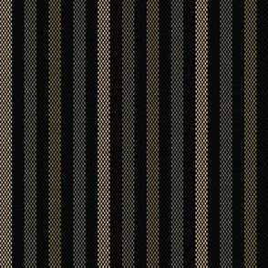 Narrow Tricolor Bronze French Ticking Stripe on Black