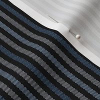 Narrow Tricolor Blue French Ticking Stripe on Black