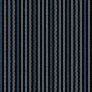 Narrow Tricolor Blue French Ticking Stripe on Black