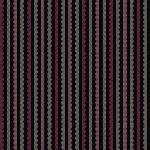 Narrow Tricolor Pink French Ticking Stripe on Black