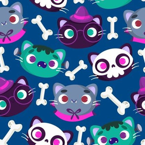 Halloween Fabric Cat Bones Witch and Wizards Halloween Patterns