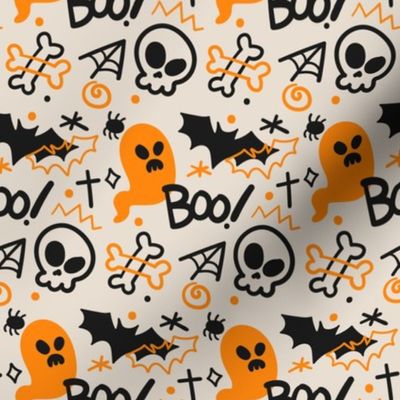 Halloween Fabric Ghosts Boo HandDrawn Halloween Patterns