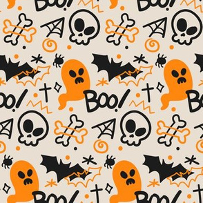 Halloween Fabric Ghosts Boo HandDrawn Halloween Patterns