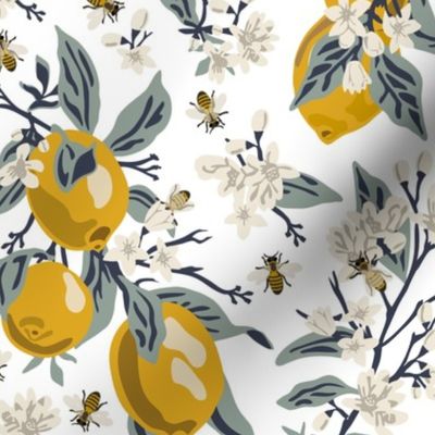 Bees & Lemons - Medium - White