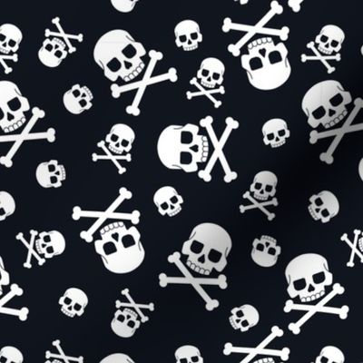 Halloween Skull and Cross Bones Black and White-01