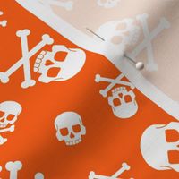 Halloween Skull and Cross Bones Orange and White