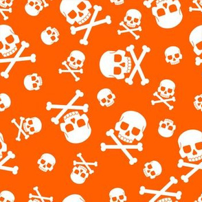 Halloween Skull and Cross Bones Orange and White