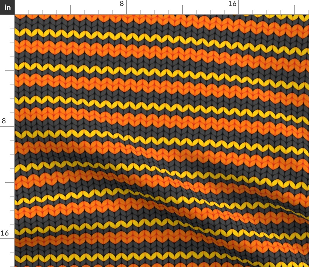 Thanksgiving Fall Holiday Sweater Knit Design Orange Black Gold Stripes