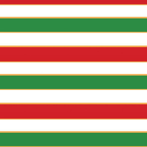 Red, White, Green 2 inch stripe gold accent