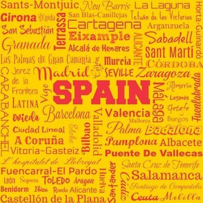 Cities of Spain, yellow with red