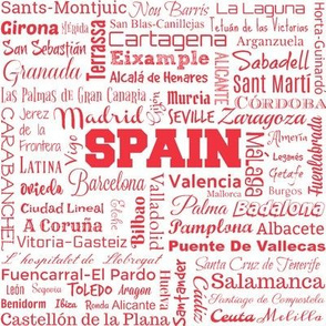 Cities of Spain, white with red