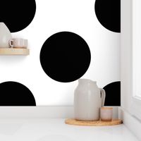 large polka dot black and white