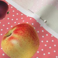 Apples and dots on coral ground