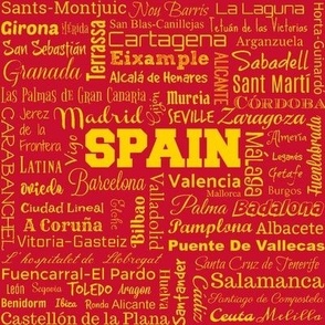 Cities of Spain, red with yellow