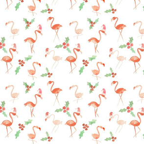 christmas flamingos and hollies