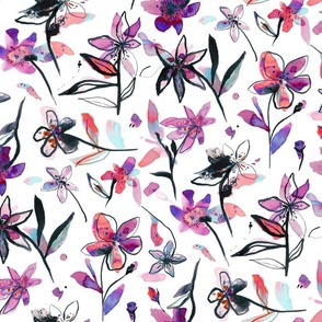 Ink flowers florals purple