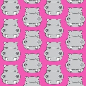 hippo faces on hot pink