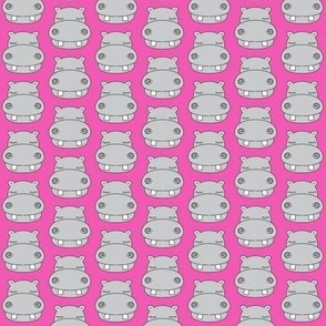 tiny hippo faces on hot pink