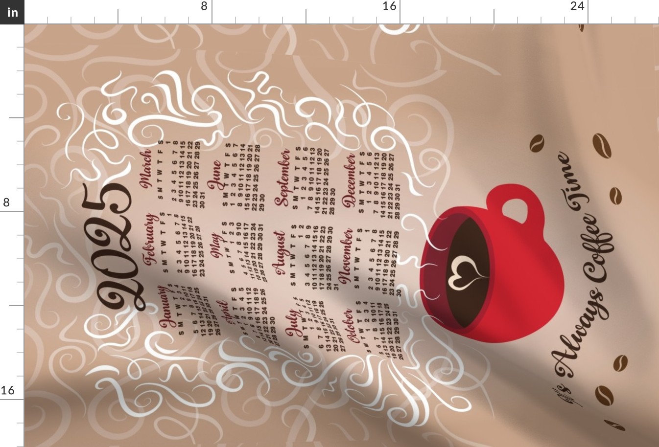 2024 Coffee Time Calendar Fabric byvintage_style