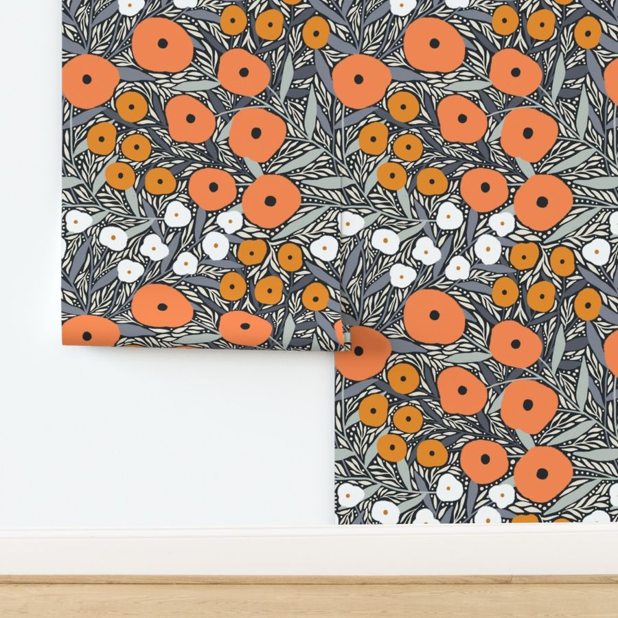 Eloise Floral (Orange and Gray)