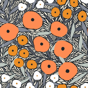 Eloise Floral (Orange and Gray)