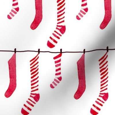 Christmas Red  Watercolor Stockings