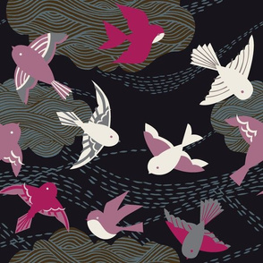 Modern Birds {Dark Pink} - medium