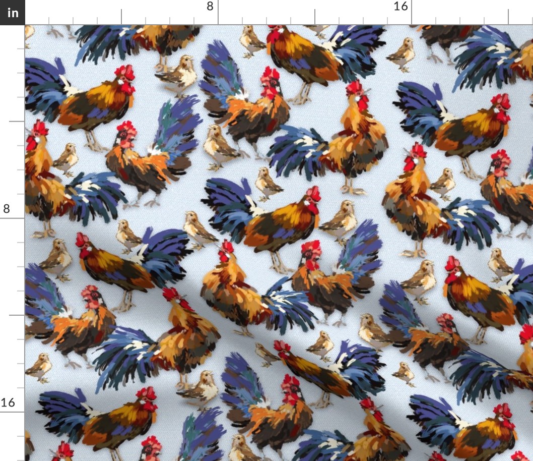 Roosters—Something to Crow About | Soft Blue |Small