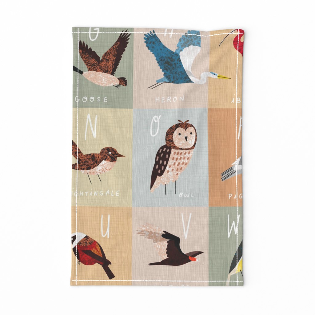 Bird Alphabet Cheater Quilt 42"x36"