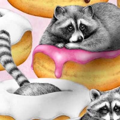 The Sweet Dreams of a Trash Panda - on a textured pale pink background