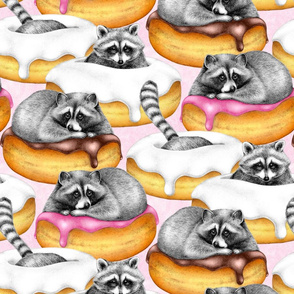 The Sweet Dreams of a Trash Panda - on a textured pale pink background