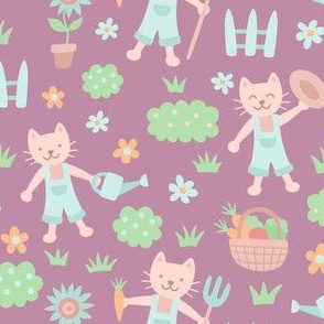 Farmer Cats on Pink