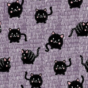 Fluffy Kittens - cute little cats on plum purple background