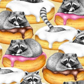 The Sweet Dreams of a Trash Panda - on textured golden pastry yellow