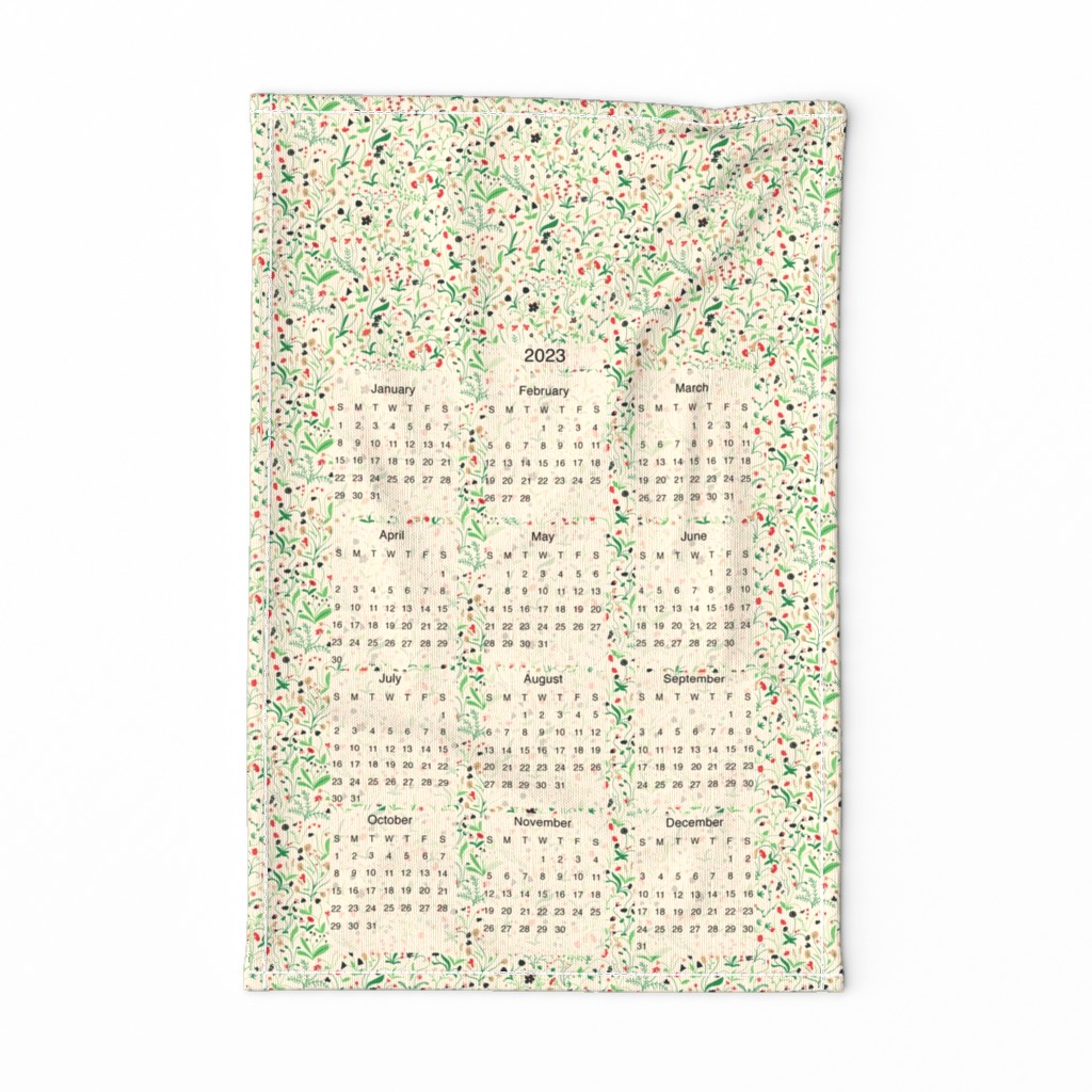 millefleurs calendar tea towel 2023 by rysunki_malunki