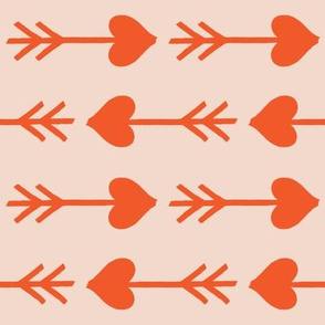 large hearts and arrows_blood orange on beige