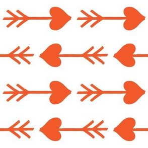 large hearts and arrows_blood orange on white