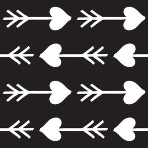 large hearts and arrows_white on black