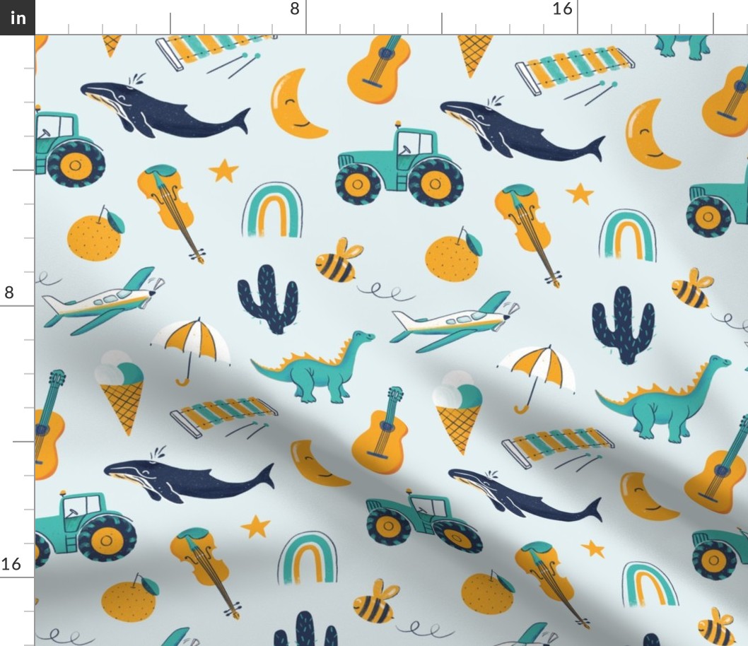 Cool boys stuff - dino, whale, tractor