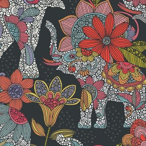 Boho Elephants - dark background