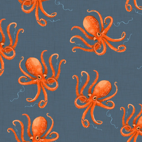 Large Octopus Pen Thief - on Navy Linen