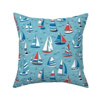 Sailboats in Red White and Blue